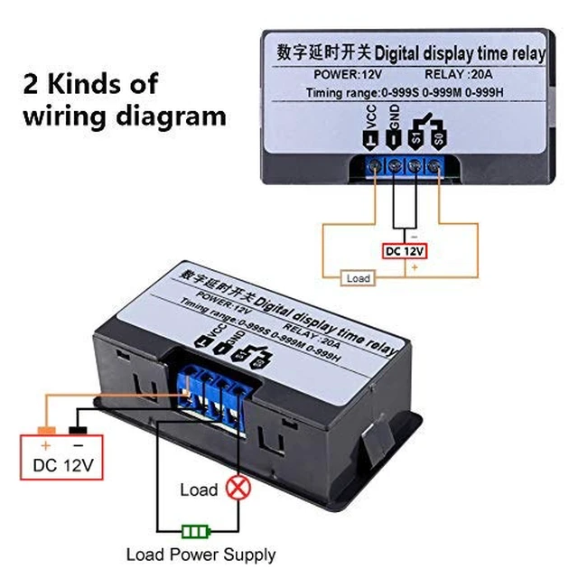 Alt view image 3 of 7 - Automotive Digital Timer Relay Board DC 12V 20A 1500W Module with Dual Display, Timing Relay Switch ON-Off Control Support Cycle of Time Delay for Car Vehicle (DC 12V)