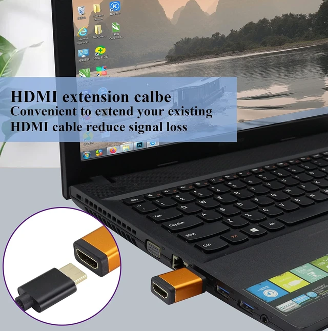 Alt view image 5 of 7 - HDMI Adapter 4K HDMI Male to Female Connector Support 3D&4K&60hz 1080P Aluminum Alloy HDMI Extender for HDTV,PC,Computer,Monitor,Laptop,Projector,AV Receiver,DVD Player(2Pack/Orange)