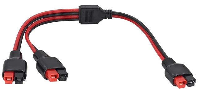 Main image of 14AWG Anderson Y Splitter Cable, Anderson 1 to 2 Anderson Connector Solar Charging Extension Cable,Anderson Connector for Portable Power Station Solar Generator Solar Panel(36cm/1to2)