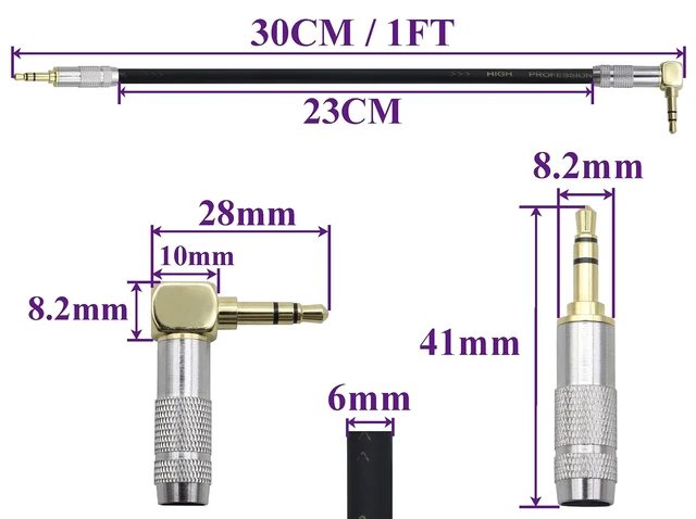 Alt view image 2 of 7 - (0.3M/1Ft 90 Degree TRS Stereo Audio Beats Auxiliary Cable Extender Headphone 3.5mm Male Extension Lead Cable 1/8 TRS 3.5mm Aux Cord for Car,TV, PC, Smartphones,Double Shielded(Silver-M)