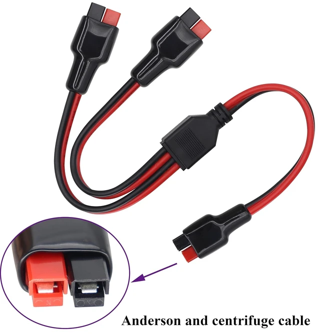 Alt view image 3 of 7 - 14AWG Anderson Y Splitter Cable, Anderson 1 to 2 Anderson Connector Solar Charging Extension Cable,Anderson Connector for Portable Power Station Solar Generator Solar Panel(36cm/1to2)