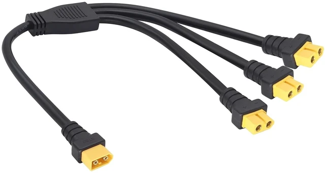 Main image of XT60 Y Splitter Cable, 37cm/1M to 3F, 14AWG, 10A, 12-24V, Compatible with Solar Panels, Generators, Drones, RVs, Ships
