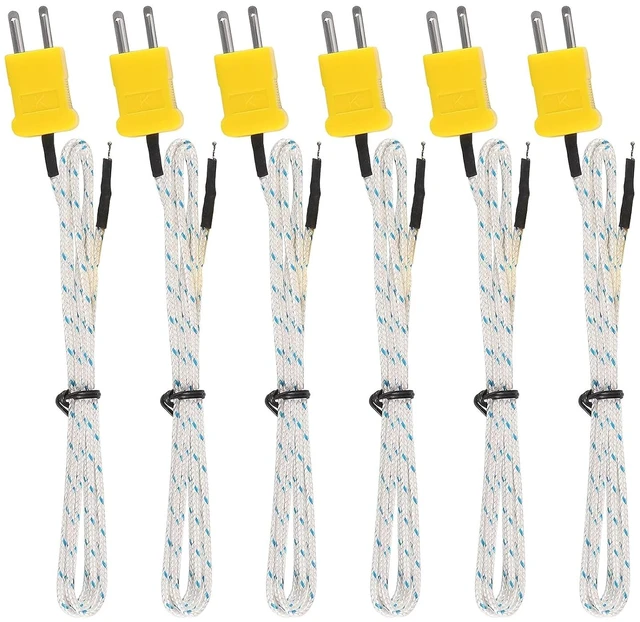 Main image of 1M K Type Mini-Connector Thermocouple Temperature Probe Sensor Measure Range -50~700°C,Compatible with TM902C/ TES1310 (6 Pieces)