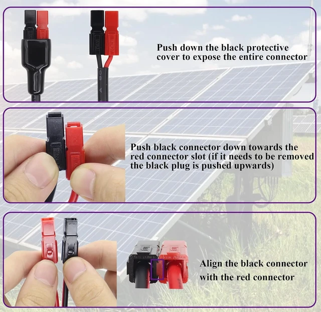 Alt view image 4 of 7 - 14AWG Anderson Y Splitter Cable, Anderson 1 to 2 Anderson Connector Solar Charging Extension Cable,Anderson Connector for Portable Power Station Solar Generator Solar Panel(36cm/1to2)