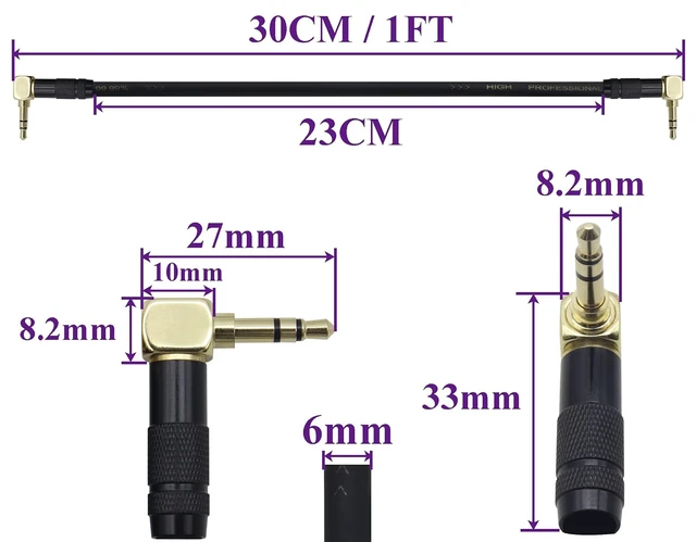 Alt view image 3 of 7 - (0.3M/1Ft 90 Degree TRS 3.5mm Jack Adapter Cable Right Angled 3 Poles 3.5mm Male to Male Connector Stereo Audio Extension Cord for Car Stereo,Home Stereo,Tablet,PC,Headphone(Black-M/2Bend)