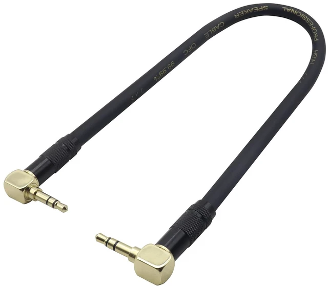 Main image of (0.3M/1Ft 90 Degree TRS 3.5mm Jack Adapter Cable Right Angled 3 Poles 3.5mm Male to Male Connector Stereo Audio Extension Cord for Car Stereo,Home Stereo,Tablet,PC,Headphone(Black-M/2Bend)