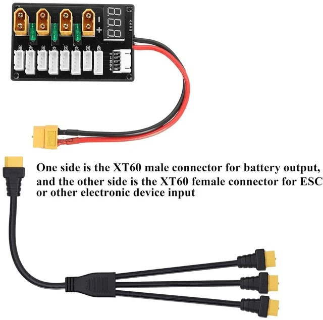 Alt view image 5 of 7 - XT60 Y Splitter Cable, 37cm/1M to 3F, 14AWG, 10A, 12-24V, Compatible with Solar Panels, Generators, Drones, RVs, Ships