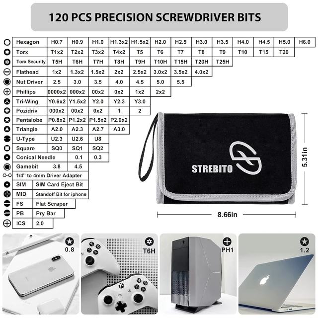 Alt view image 2 of 7 - Precision Screwdriver Set 142-Piece Computer Tool Kit Magnetic Screwdriver Set Laptop Screwdriver Kit Electronic Repair Kit Tech Toolkit for PC, Phone, Macbook, Nintendo, PS4, Xbox Controller