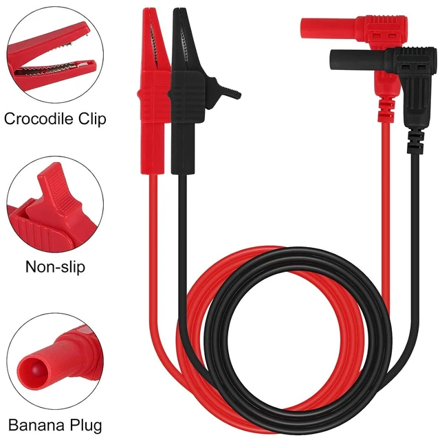 Alt view image 2 of 7 - 2PCS Heavy Duty Alligator Clips Test Leads for Multimeter & Voltmeter with Insulated Clamps,Banana Plug Meter Leads,multimeter Alligator Clips