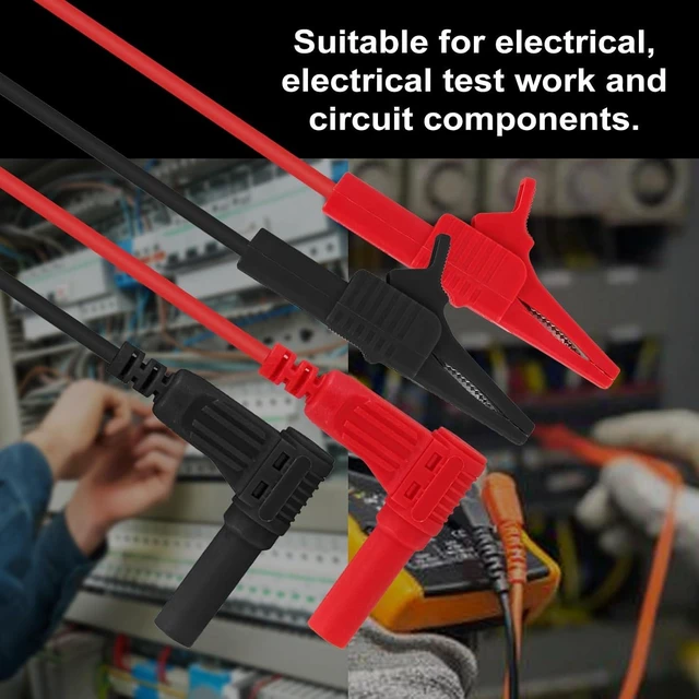 Alt view image 5 of 7 - 2PCS Heavy Duty Alligator Clips Test Leads for Multimeter & Voltmeter with Insulated Clamps,Banana Plug Meter Leads,multimeter Alligator Clips