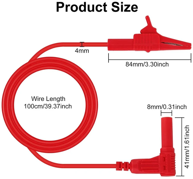 Alt view image 7 of 7 - 2PCS Heavy Duty Alligator Clips Test Leads for Multimeter & Voltmeter with Insulated Clamps,Banana Plug Meter Leads,multimeter Alligator Clips