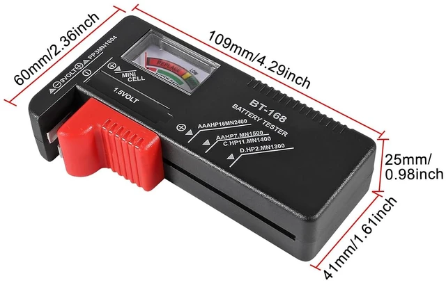 Alt view image 2 of 6 - 4Pack Battery Tester,Universal Battery Checker Small Battery Testers for AAA AA C D 9V 1.5V Button Cell Household Batteries Model BT-168