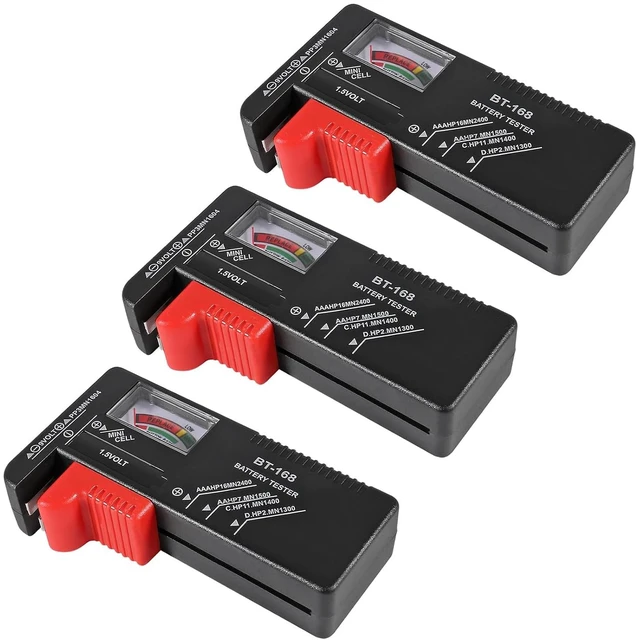 Main image of 3Pack Battery Tester, Universal Battery Checker Small Battery Tester for AAA AA C D 9V 1.5V Button Cell - for Household Batteries BT-168
