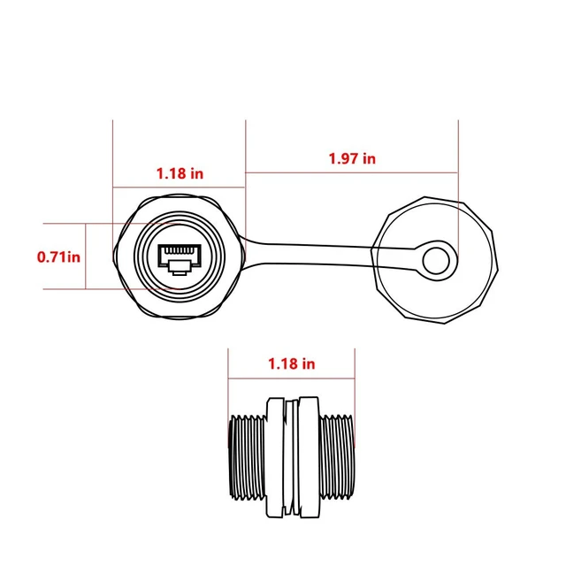 Alt view image 4 of 7 - 2PCS RJ45 Ethernet LAN Cable Connector CAT6 Shielded Industrial Panel Mount Bulkhead Feed Thru Coupler with Waterproof IP67 Dustproof Cap Outdoor Industrial Standard