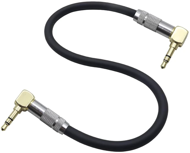 Main image of (0.3M/1Ft 90 Degree TRS Male Plug 3 Pole Right Angle 3.5mm Audio Cable 1/8 Headphone Extension Cable for Phone,Tablet,PC, CD,MP3,MP4,Headphone, Headset and More(Silver-M/2Bend)