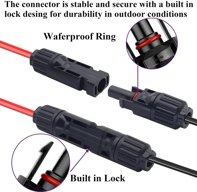 Alt view image 5 of 7 - 10AWG Solar to XT60 Cable Solar Connector Adapter to XT60 Female Extension Cable for LiFePO4 Battery RV Portable Power Station Generator, Camping,Portable Solar Systems(3M/10FT)