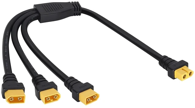 Main image of 14AWG XT60 Splitter Extension Cable,XT60 1 Female to 3 Male Connector Adapter,XT60 Power Cable for XT60 Jack Battery Charging Device & Car Inverter Tire Inflator Air Pump. (37cm/1F to 3M)