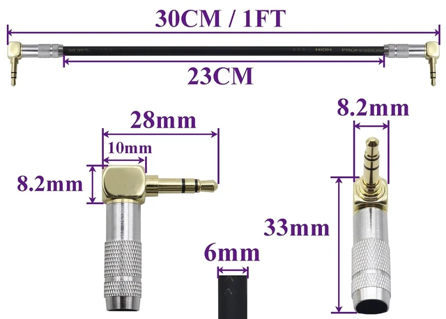 Alt view image 2 of 7 - (0.3M/1Ft 90 Degree TRS Male Plug 3 Pole Right Angle 3.5mm Audio Cable 1/8 Headphone Extension Cable for Phone,Tablet,PC, CD,MP3,MP4,Headphone, Headset and More(Silver-M/2Bend)