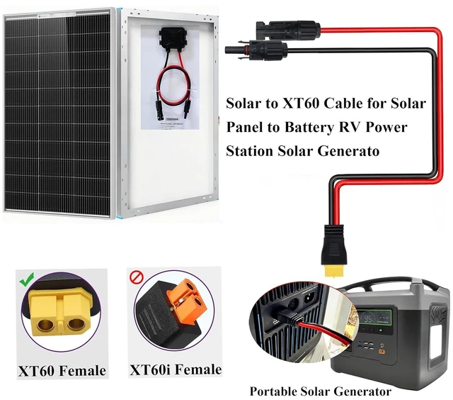 Alt view image 7 of 7 - 10AWG Solar to XT60 Cable Solar Connector Adapter to XT60 Female Extension Cable for LiFePO4 Battery RV Portable Power Station Generator, Camping,Portable Solar Systems(3M/10FT)