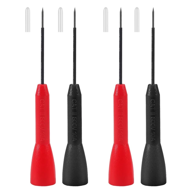 Main image of 4 Pack 2mm Extended Needle Test Probes, 600V/10A Non-Destructive Insulation Wire Piercing Needle Stainless Steel Extra Thin Electrical Needle multimeter Probe for Fluke Meter Test Lead