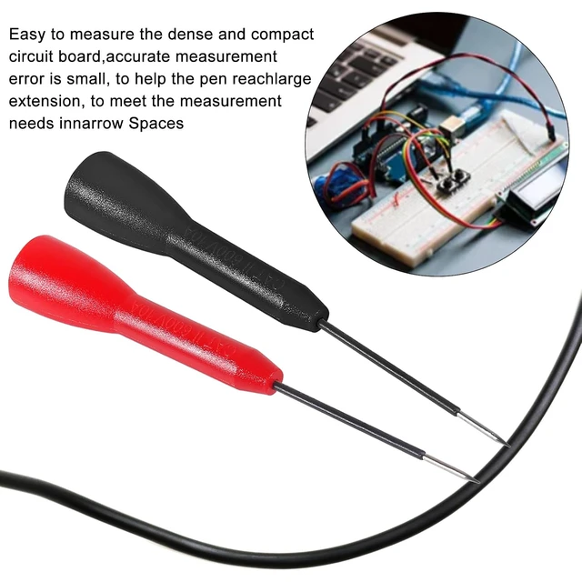 Alt view image 4 of 7 - 4 Pack 2mm Extended Needle Test Probes, 600V/10A Non-Destructive Insulation Wire Piercing Needle Stainless Steel Extra Thin Electrical Needle multimeter Probe for Fluke Meter Test Lead