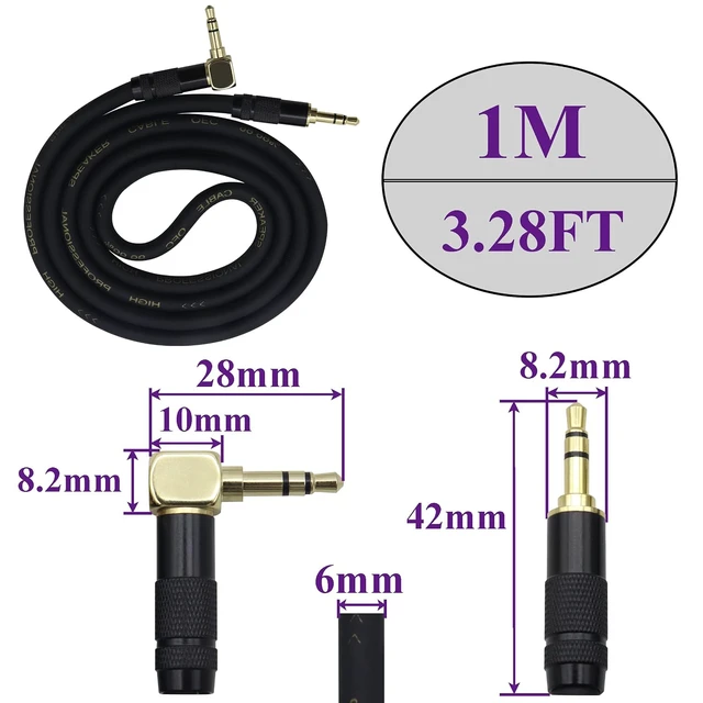 Alt view image 2 of 7 - (1M/3Ft TRS 3.5mm 1/8" Jack Extension Audio Cable,Right Angle 3.5mm Stereo Plug Male to 3Pole 1/8 Male Extender Headphone AUX Cord for Laptops,Car Stereos,Home Theater Systems(Black-M)
