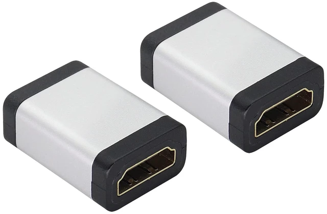 Main image of HDMI Adapter 4K HDMI Connector Female to Female Coupler,Aluminum Alloy HDMI Extender,with 4K@60hz,3D and HDR for HD TV,Computer,PC,Monitor,Laptop,Projector,DVD Player,PS 4/3(2Pack/Silver)