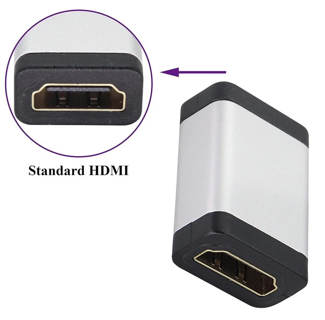 Alt view image 3 of 7 - HDMI Adapter 4K HDMI Connector Female to Female Coupler,Aluminum Alloy HDMI Extender,with 4K@60hz,3D and HDR for HD TV,Computer,PC,Monitor,Laptop,Projector,DVD Player,PS 4/3(2Pack/Silver)