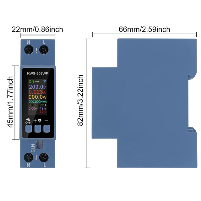 Alt view image 3 of 7 - 8 in1 TFT Color Screen Dual Phase AC Meter Voltage Current Power Meter 0-40A AC 85-290V Timer Relay