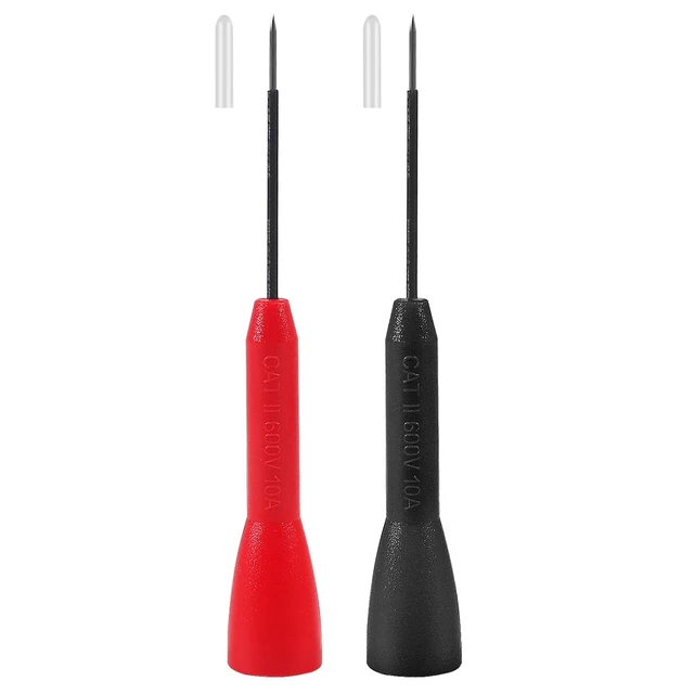 Alt view image 7 of 7 - 4 Pack 2mm Extended Needle Test Probes, 600V/10A Non-Destructive Insulation Wire Piercing Needle Stainless Steel Extra Thin Electrical Needle multimeter Probe for Fluke Meter Test Lead