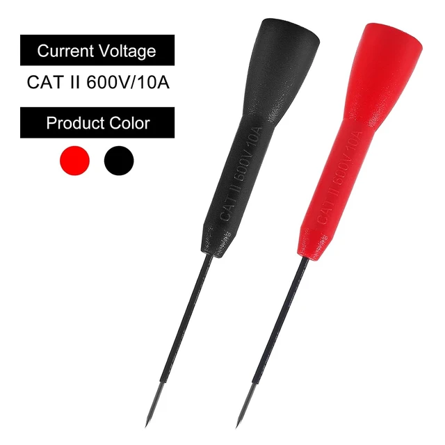 Alt view image 3 of 7 - 4 Pack 2mm Extended Needle Test Probes, 600V/10A Non-Destructive Insulation Wire Piercing Needle Stainless Steel Extra Thin Electrical Needle multimeter Probe for Fluke Meter Test Lead