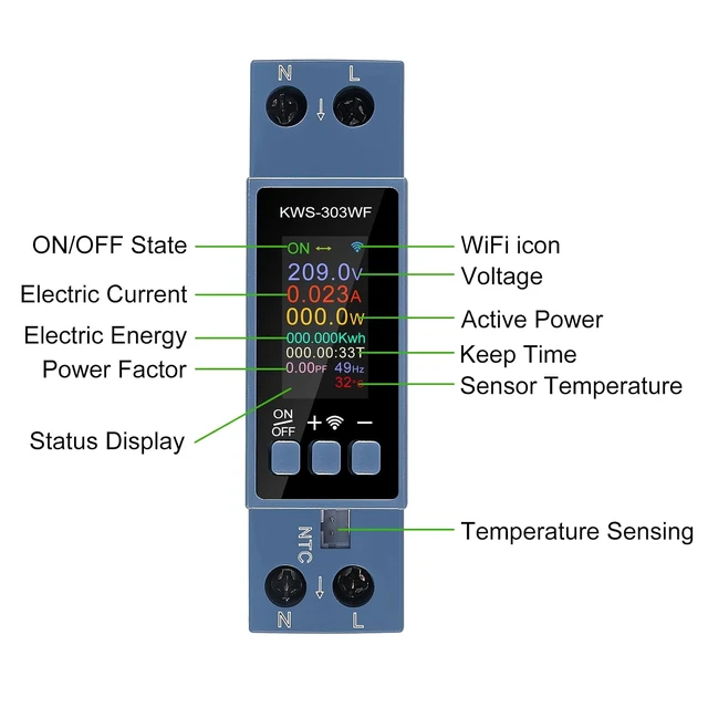 Alt view image 4 of 7 - 8 in1 TFT Color Screen Dual Phase AC Meter Voltage Current Power Meter 0-40A AC 85-290V Timer Relay