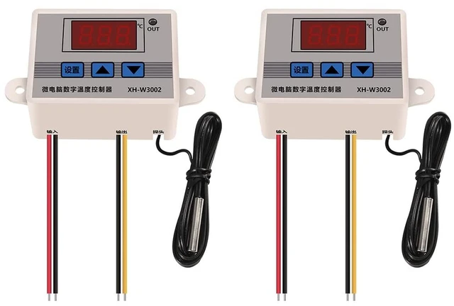Main image of 2PCS XH-W3002 Digital Temperature Controller -50 to 110 °C Programmable Heating Cooling Thermostat LED Display Thermostat Control Switch and NTC 10K Thermistor Sensors with Waterproof Probe