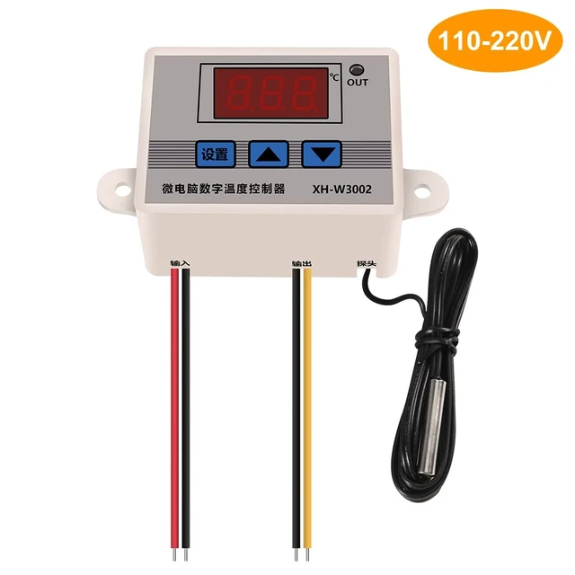 Alt view image 2 of 7 - 2PCS XH-W3002 Digital Temperature Controller -50 to 110 °C Programmable Heating Cooling Thermostat LED Display Thermostat Control Switch and NTC 10K Thermistor Sensors with Waterproof Probe