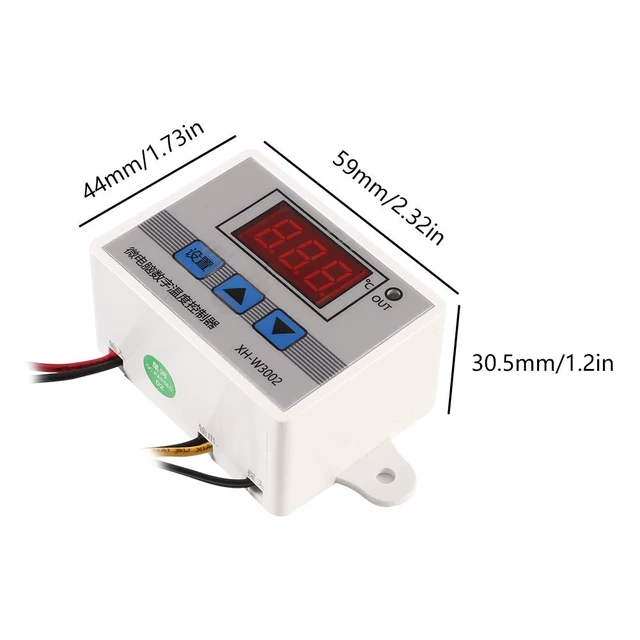 Alt view image 6 of 7 - 2PCS XH-W3002 Digital Temperature Controller -50 to 110 °C Programmable Heating Cooling Thermostat LED Display Thermostat Control Switch and NTC 10K Thermistor Sensors with Waterproof Probe