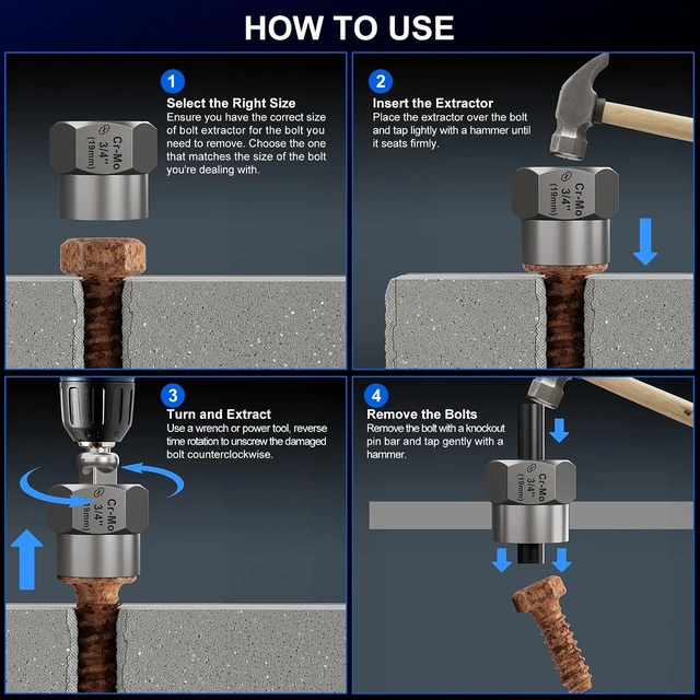 Alt view image 3 of 7 - Bolt Extractor Kit, 16PCS Cr-Mo Steel Bolt Extractor Scoket Set