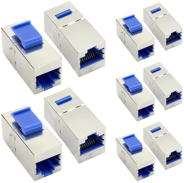 Main image of 10Pack CAT6A Female Keystone Adapter for Wall Plate(Blue/CAT6A)