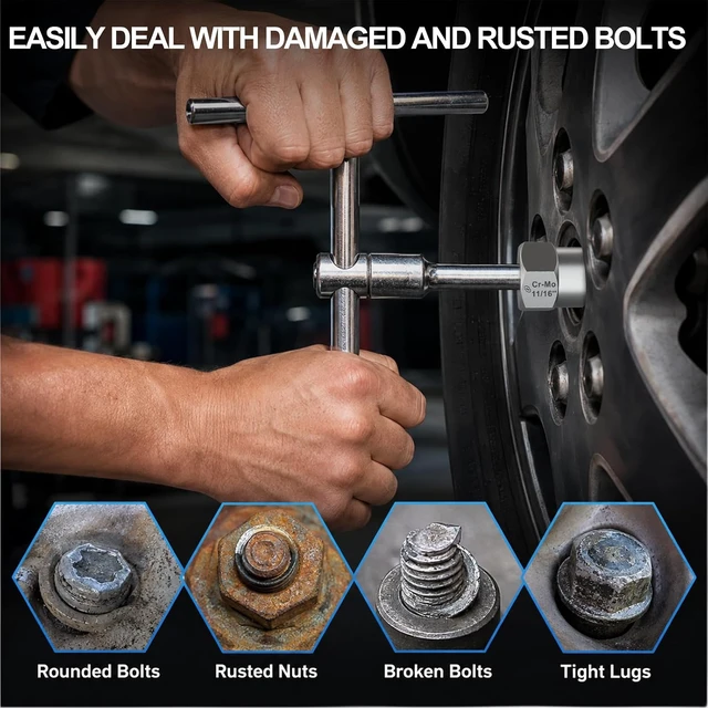 Alt view image 6 of 7 - Bolt Extractor Kit, 16PCS Cr-Mo Steel Bolt Extractor Scoket Set