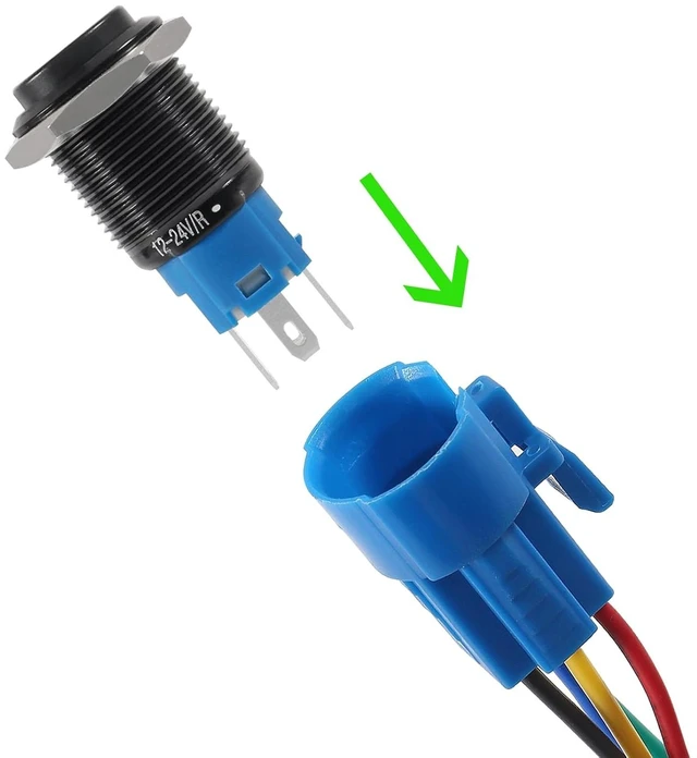 Alt view image 7 of 7 - 2PACK Horn Button Switch 12 Volt Momentary Push Button Switch 12V Horn Switch Speaker LED Stainless Steel 16mm Metal Switch for Car Modification -Green
