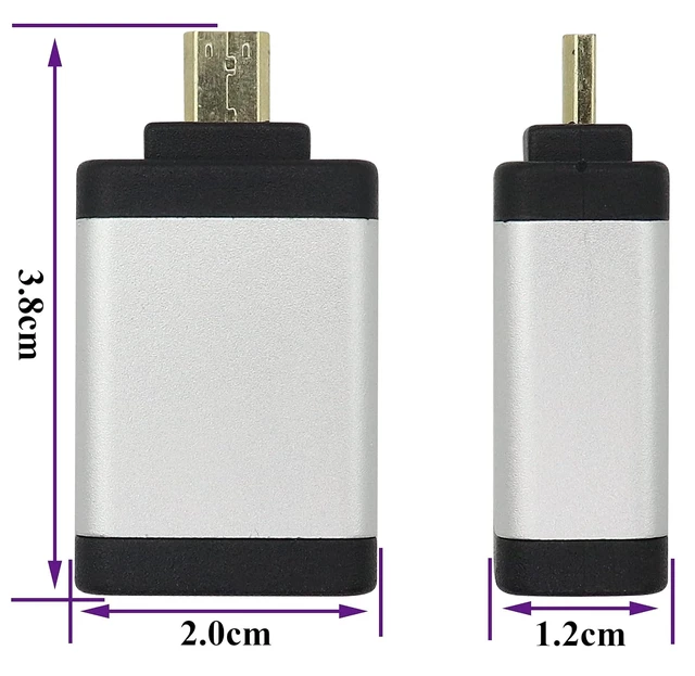 Alt view image 2 of 6 - Micro HDMI Aluminum Alloy Shell Coupler,HDMI Female to Micro HDMI Male Adapter for 3D Micro HDMI Port Extender Devices Compatible for GoPro Hero,Raspberry Pi 4,Sport Camera(2-Pack/Silver)
