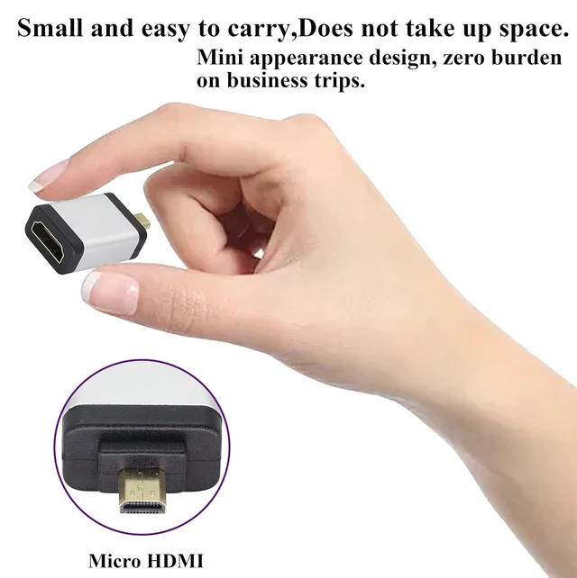 Alt view image 4 of 6 - Micro HDMI Aluminum Alloy Shell Coupler,HDMI Female to Micro HDMI Male Adapter for 3D Micro HDMI Port Extender Devices Compatible for GoPro Hero,Raspberry Pi 4,Sport Camera(2-Pack/Silver)