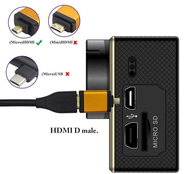 Alt view image 5 of 7 - Micro HDMI to HDMI Adapter,(Type-D) Micro HDMI Male to HDMI Female Coupler for 4K 60Hz Micro HDMI Port Connector Devices for Camera,Laptop,Tablet,HDTV,Projector(2-Pack/Orange)
