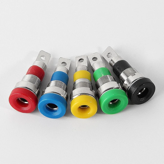 Alt view image 2 of 5 - 5Pcs 4mm Banana Jack Female Panel Mount Banana Socket Binding Post Adapter for 4mm Banana Plug Connectors(5 Colors)