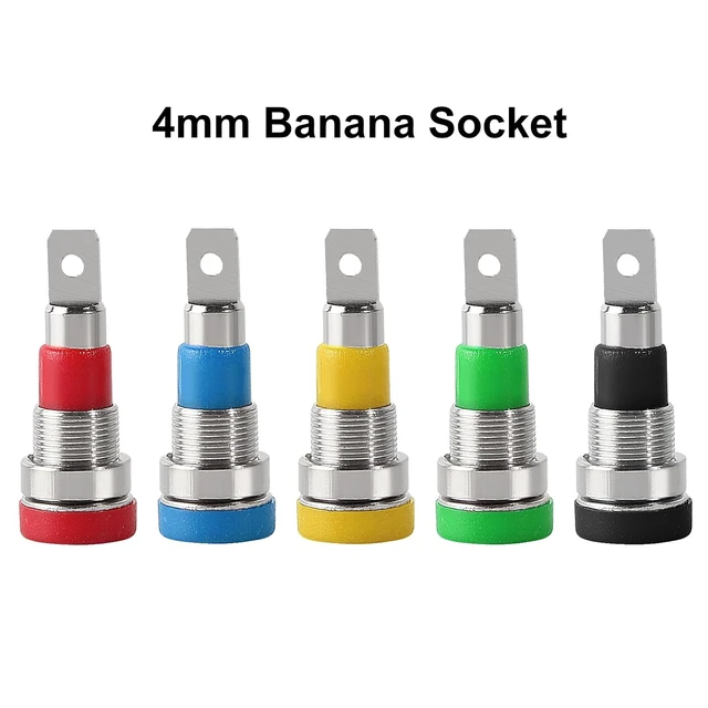 Alt view image 3 of 5 - 5Pcs 4mm Banana Jack Female Panel Mount Banana Socket Binding Post Adapter for 4mm Banana Plug Connectors(5 Colors)