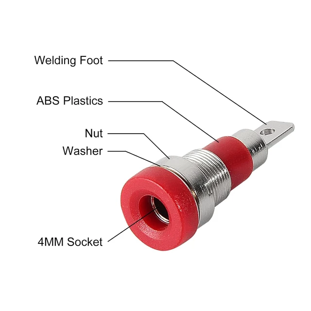 Alt view image 5 of 5 - 5Pcs 4mm Banana Jack Female Panel Mount Banana Socket Binding Post Adapter for 4mm Banana Plug Connectors(5 Colors)