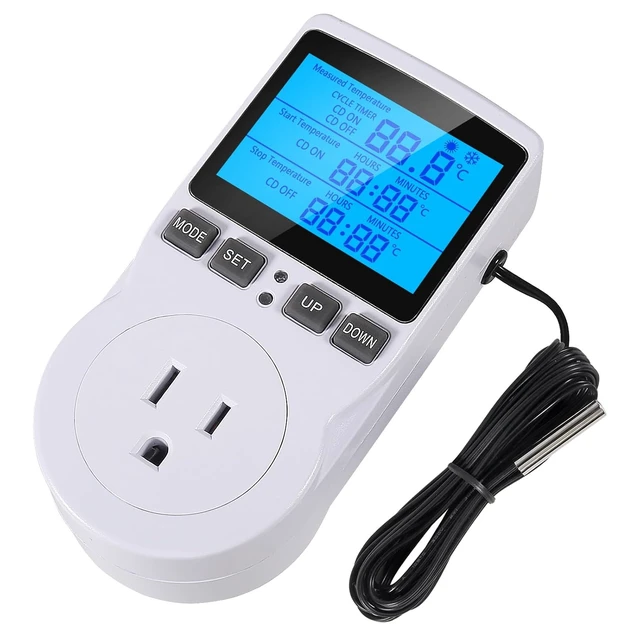 Alt view image 5 of 7 - 1Pack Digital Temperature Controller Thermostat Timer - Reptile Thermostat Controller Day Night Timer 110V 15A Temperature Controlled Outlet Plug Heating Cooling Control with Sensor