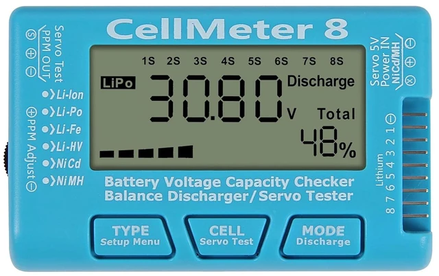Main image of 1PCS RC Cellmeter 8 Digital Battery Capacity Checker Controller Tester Voltage Tester for LiPo Life Li-ion NiMH Nicd Cell Meter