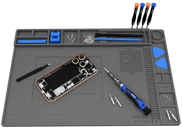 Main image of Soldering Electronics Repair Mat, Magnetic Work Mat 17.7''x 11.8''