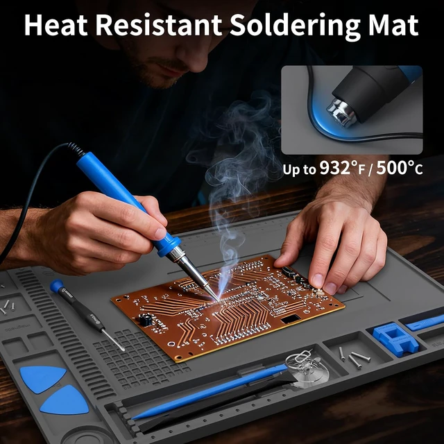 Alt view image 3 of 7 - Soldering Electronics Repair Mat, Magnetic Work Mat 17.7''x 11.8''