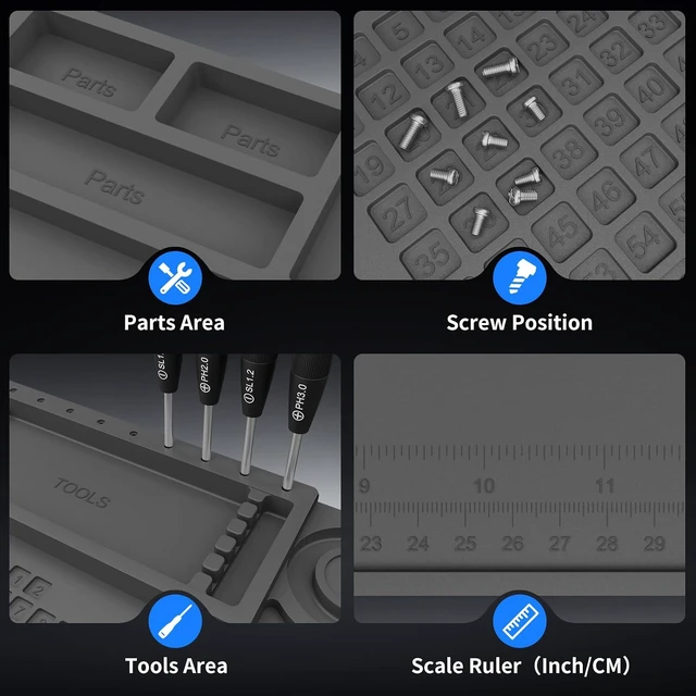 Alt view image 7 of 7 - Soldering Electronics Repair Mat, Magnetic Work Mat 17.7''x 11.8''